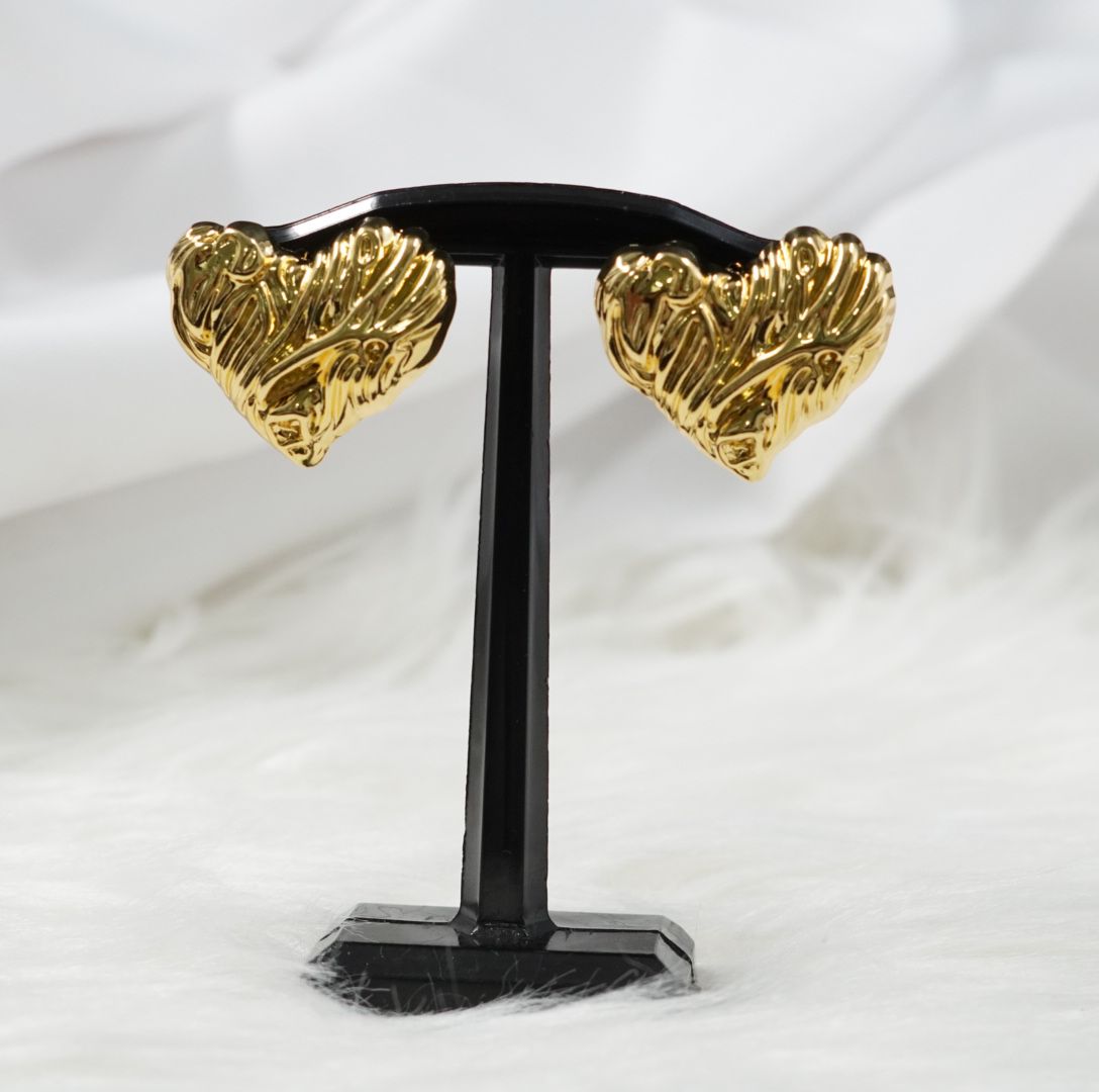 Miniatura 3 de ARETE RODIO CORAZON RAYITAS DORADO